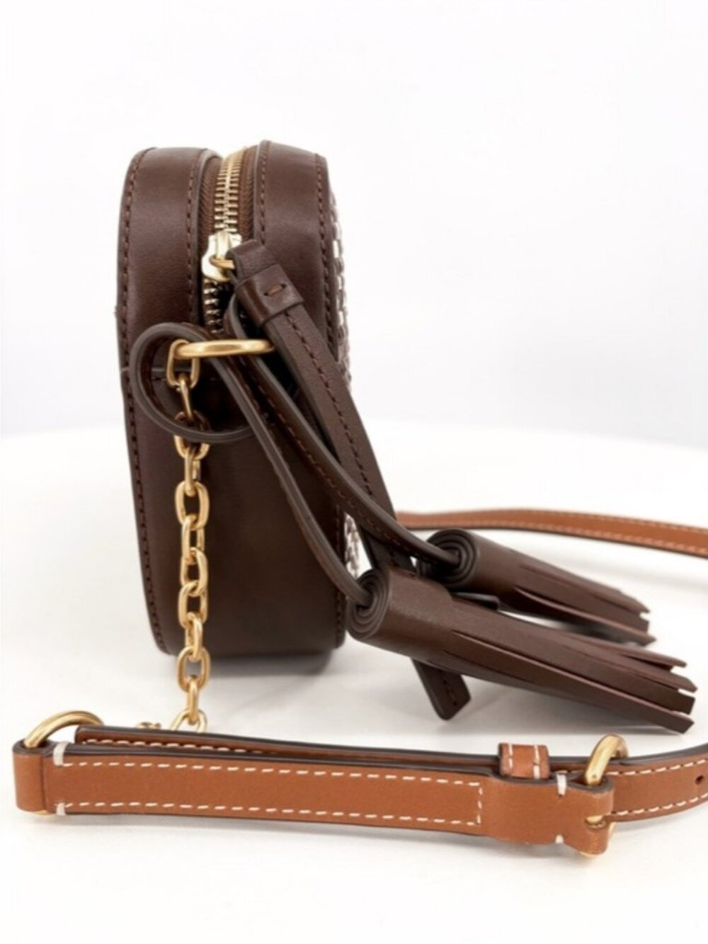 TORY BURCH McGraw Woven Plaid Camera Bag - Picture 7 of 12